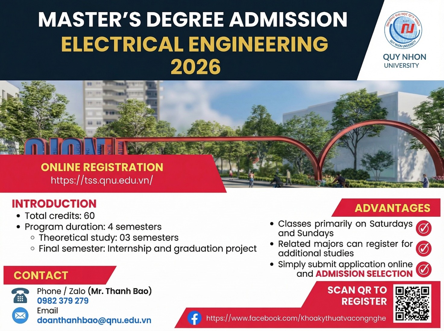 DEPARTMENT OF ENGINEERING AND TECHNOLOGY, QUY NHON UNIVERSITY, ANNOUNCES MASTER’S DEGREE ADMISSION 2026 IN ELECTRICAL ENGINEERING