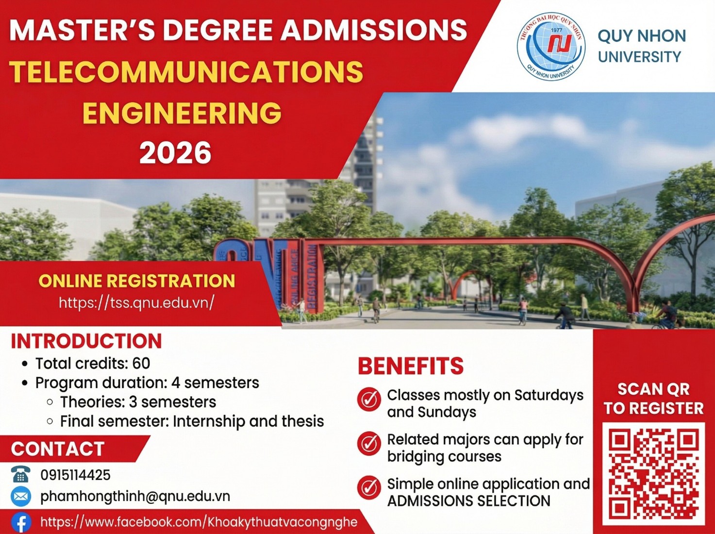 DEPARTMENT OF ENGINEERING AND TECHNOLOGY, QUY NHON UNIVERSITY, ANNOUNCES MASTER’S DEGREE ADMISSIONS 2026 IN TELECOMMUNICATIONS ENGINEERING